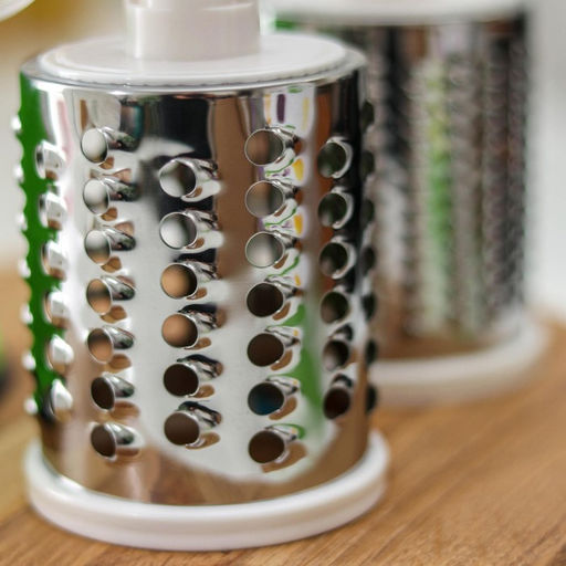 Овощерезка барабанная механическая Доляна Mandoline Slicer, 3 насадки, зелёная