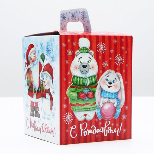 Цена за 5 шт. Подарочная коробка Веселый Новый год, 12,4 х 13,4 х 15,6 см - Simaland фото 2