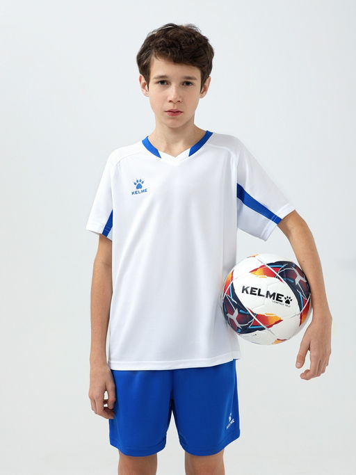 Детская футбольная форма KELME Short-Sleeved Football Suit (White/Blue)
