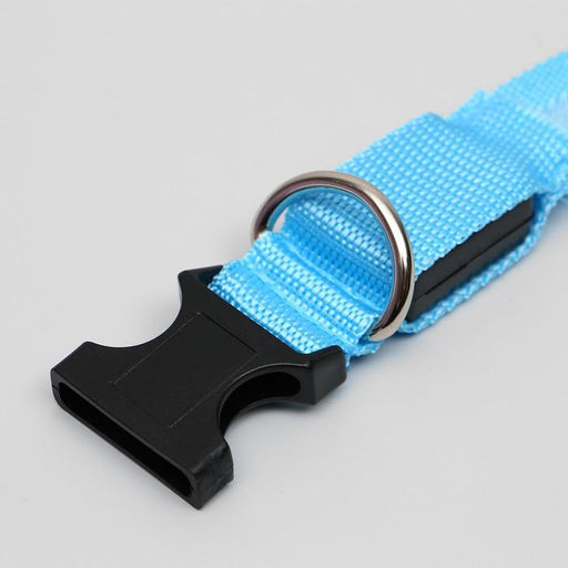 Ошейник с подсветкой размер L, ОШ 45-52 х 2,5 см 3 режима свечения голубой - Пижон фото 4