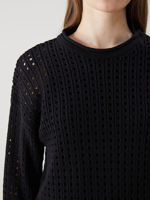 Bisiklet Yaka Ajurlu Kad?n Triko Tunik