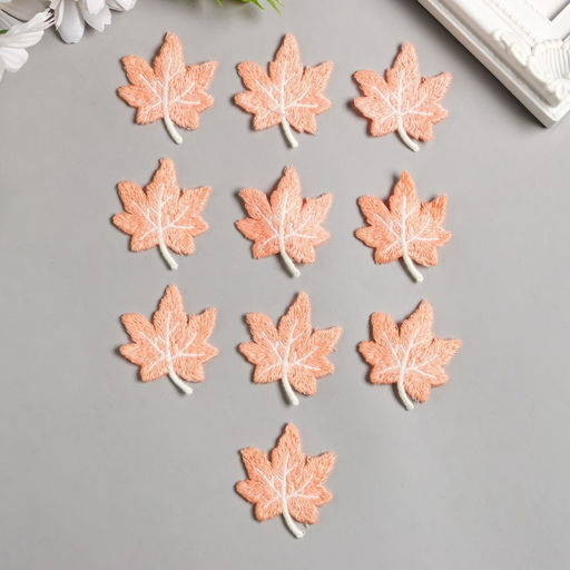 Цена за 10 шт. Декор для творчества текстиль вышивка «Кленовый лист», 4.7×4 см