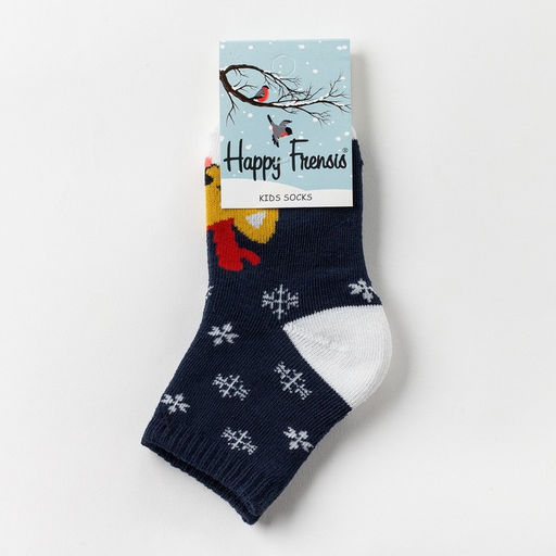 Цена за 6 шт. Носки детские новогодние махровые, синие, размер 14-16