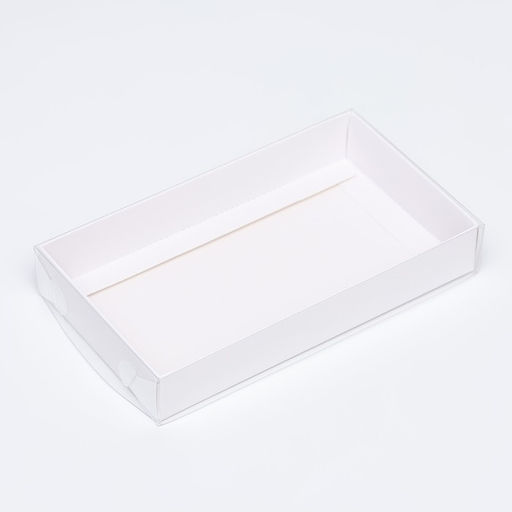 Цена за 2 шт. Кондитерская упаковка, белая с PVC крышкой, 18×10×3 см