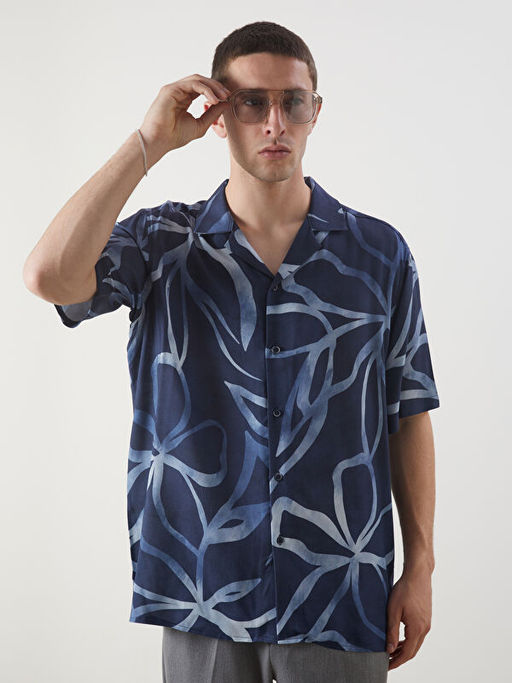 Regular Fit K?sa Kollu Desenli Erkek G?mlek