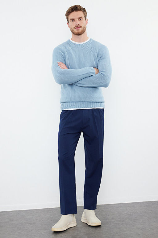 Mavi Slim Fit Dar Kesim Bisiklet Yaka Reglan Kol Basic Triko Kazak TMNAW25KZ00000 - Trendyolmilla фото 2