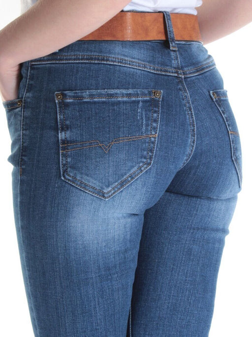 D368 BLUE Джинсы зауженные женские DIOVES