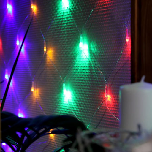 Гирлянда Сеть 1.6?1.6 м, IP20, прозрачная нить, 144 LED, 8 режимов, 220 В, свечение мульти, - Luazon lighting фото 3
