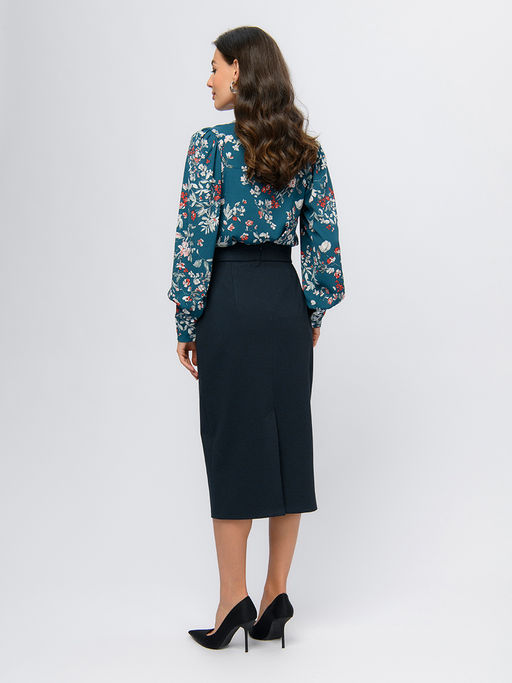 Юбка темно-синяя длины миди - 1001dress фото 3