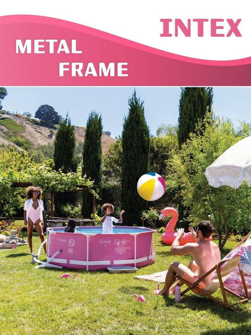 Бассейн на опорах 244х76см, розовый, от 6-ти лет INTEX  фото 2