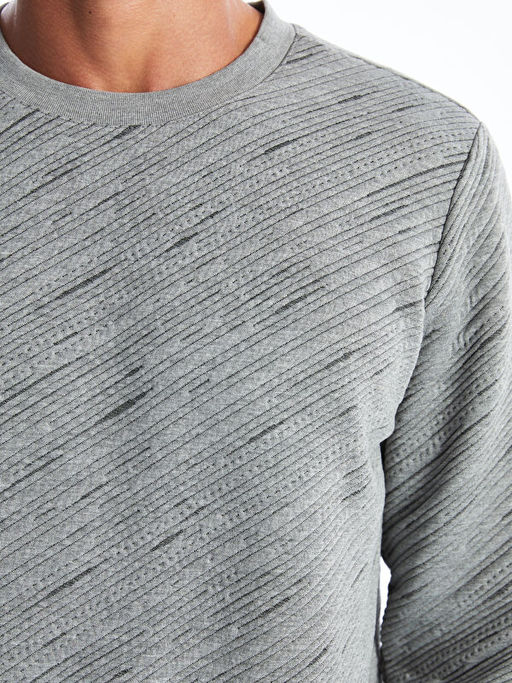 Bisiklet Yaka Uzun Kollu Erkek Sweatshirt