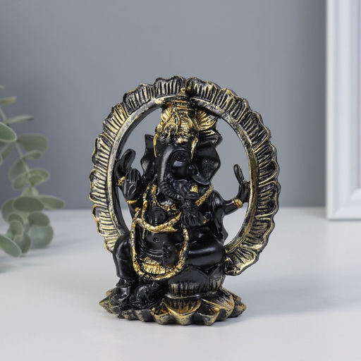 Нэцкэ фигурка «Ганеша в цветке», полистоун, 7.5×11×12.5 см