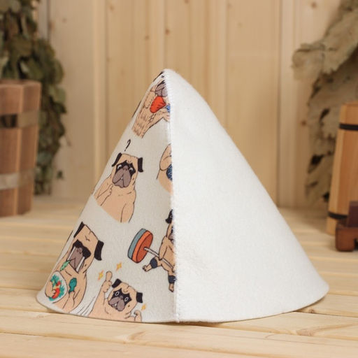 Шапка для бани Мопсы принт - Добропаровъ фото 2