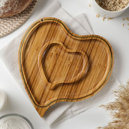 Менажница Доляна «Цветение», 2 секции, d=26 см, бамбук