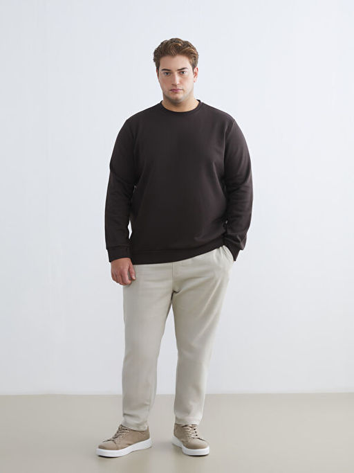 B?y?k Beden Bisiklet Yaka Erkek Sweatshirt