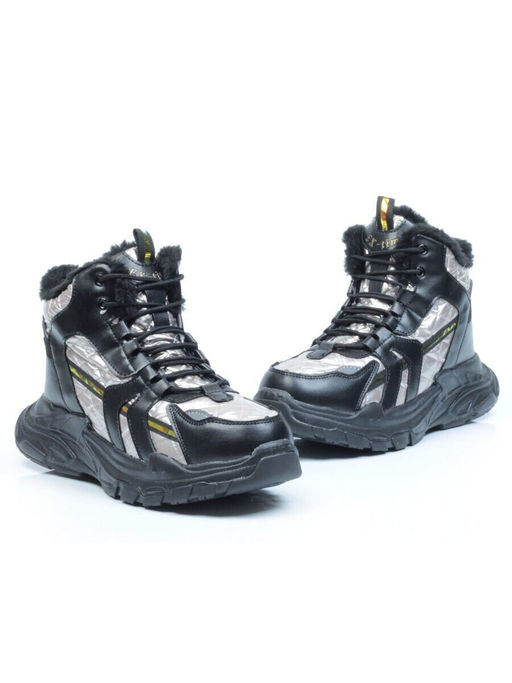 04-8525-3 BLACK Ботинки зимние женские (искусственные материалы)