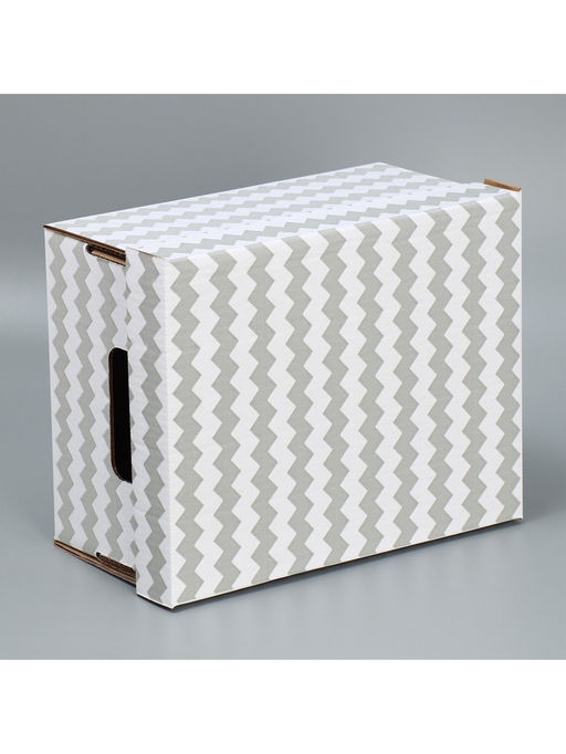 Цена за 5 шт. Коробка подарочная складная белая, упаковка, «Зигзаги», 32 х 25 х 16 см