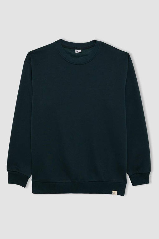 Базовый свитшот Oversize с круглым вырезом - Defacto фото 7