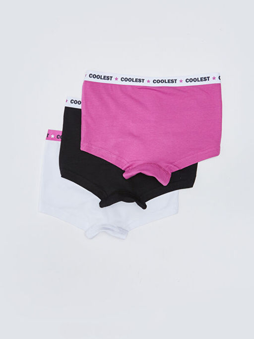 Bask?l? Pamuklu K?z ?ocuk Boxer 3l? - Waikiki фото 2