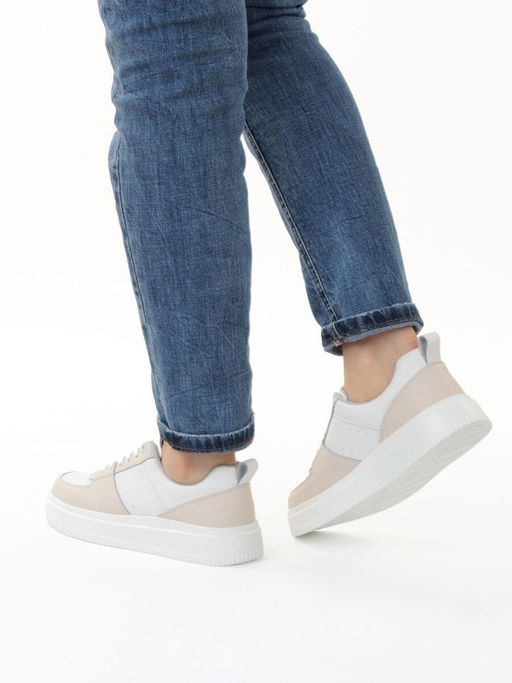 03-YJ425-1 WHITE/BEIGE Полуботинки спортивные женские (натуральная кожа) - Фабричный китай фото 18