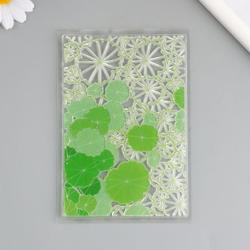 Штамп для творчества силикон Зелёные круглые листики, 14.5?14.5 см