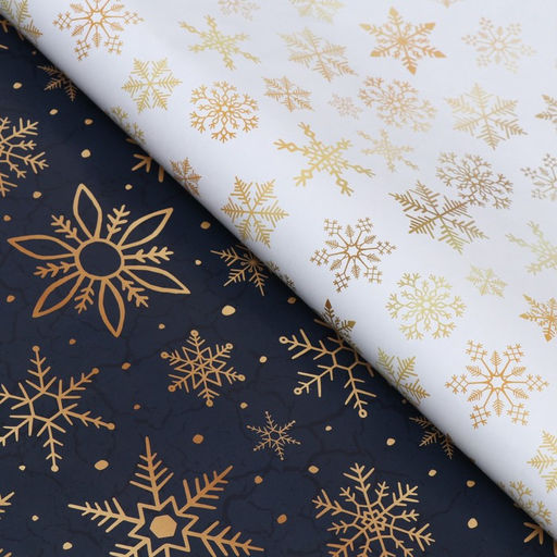 Цена за 10 шт. Бумага упаковочная глянцевая «Снежинки», двусторонняя,70×100 см