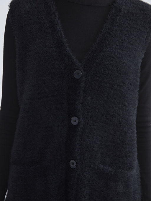 B?y?k Beden V Yaka Kad?n Pel?? Yelek