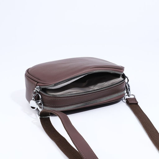 Сумка кросс-боди на молниях, наружный карман, цвет коричневый - Simaland фото 6