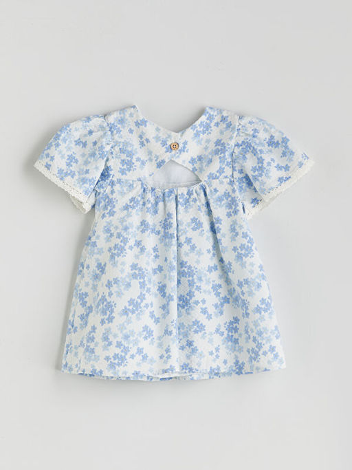 Bisiklet Yaka ?i?ekli K?z Bebek Elbise