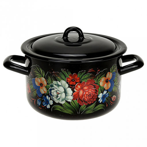 "Татьяна" Кастрюля эмалированная 2,9л, форма цилиндрическая, металлическая крышка (Россия)