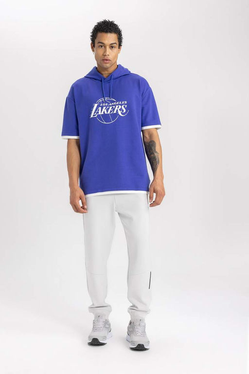 DeFactoFit Футболка оверсайз с капюшоном и короткими рукавами НБА Лос-Анджелес Лейкерс  фото 5