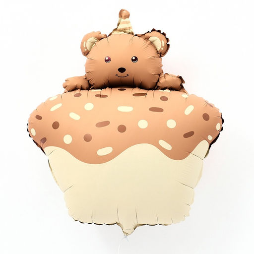 Цена за 3 шт. Воздушный шар фольгированный 29" «Кекс и медвежонок», фигура, матовый