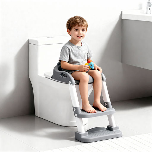 Детская накладка на унитаз со ступенькой (серый)