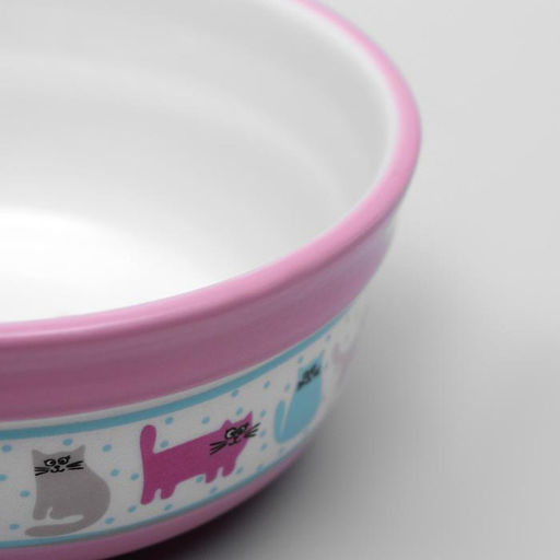 Миска керамическая Кошачья жизнь 270 мл 12,7 х 5 см, розовая - Пижон фото 4