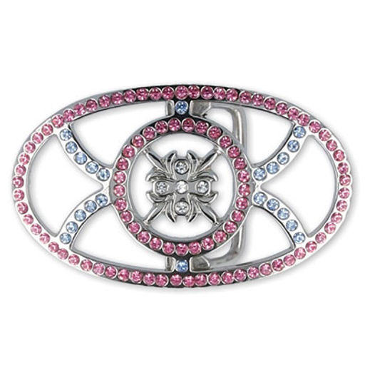 Пряжка со стразами GB 1418 для женского ремня Micron 93 x 55 мм 2 шт СК/Распродажа №04 никель (розов/голуб/прозрачный)