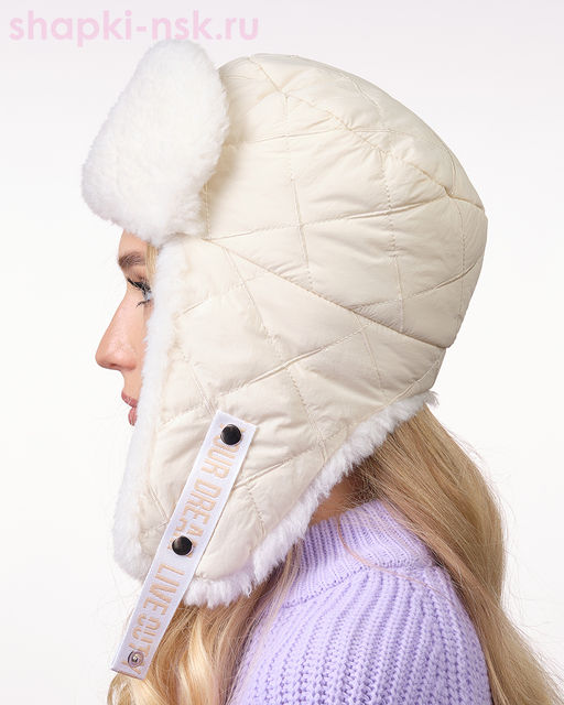 Тиффани плащевка стеганая хит Ушанка женская (56-58)