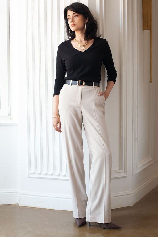 Джемпер из тонкого премиального трикотажа в рубчик - Vilatte фото 3