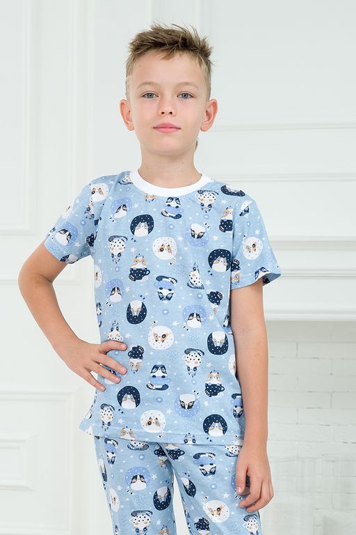 Пижама подростковая из футболки и брюк из кулирки Кошки - Амадэль фото 2
