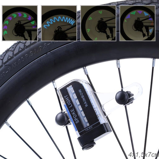 Фонарь подсветка для колес COMIRON A02 корпус: пластик; свет 14 RGB LED; ААА батарея; влагозащита IPX5; 30 рисунков. /уп 100/ - Галеонтрейд фото 2