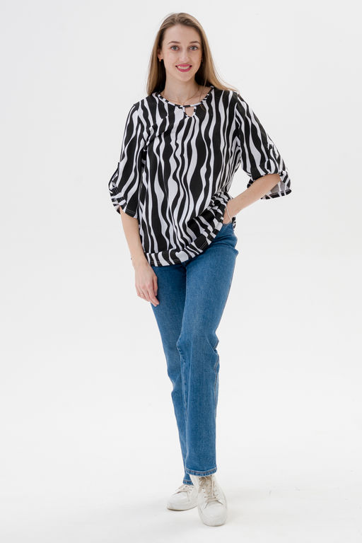 Туника женская из кулирки Полина зебра макси - Амадэль фото 12