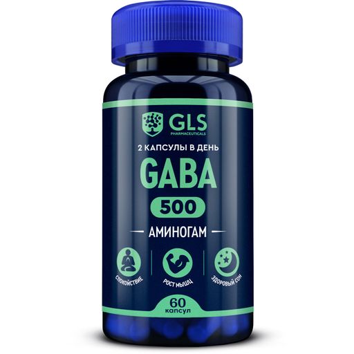 GABA (ГАМК / гамма-аминомасляная кислота, с глицином, магнием и витамином В6), 60 капсул