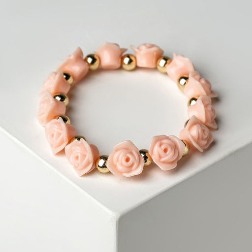 Цена за 2 шт. Браслет пластик «Цветы» розы, цвет кораллово-золотой, d=8 см