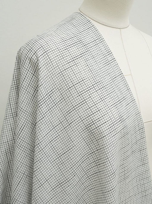 Пестрядь Мелкая клетка - штрих цв.белый, ш.1.45м, хлопок-100%, 100гр/м.кв - Купава фото 2