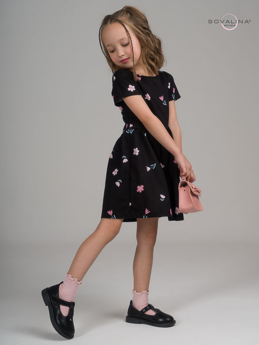 Платье Лето тюльпаны на черном