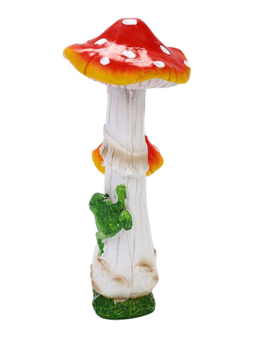 Садовая фигура из полистоуна «Мухомор с лягушкой», 13×13×32 см