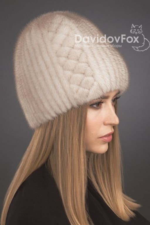 Шапка Сноп норка орнамент колотый лёд