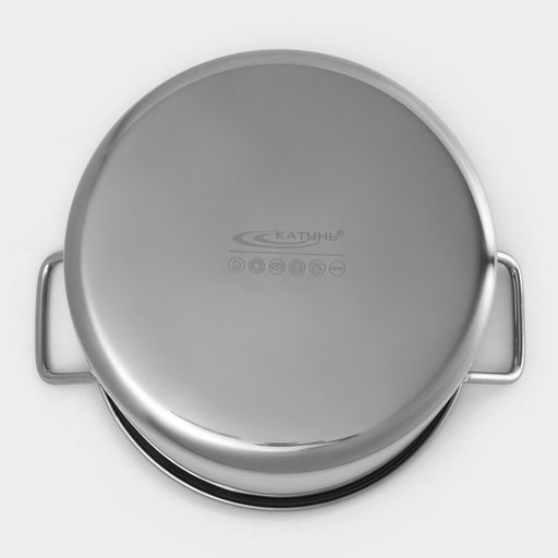 Кастрюля Катунь «Общепит», 15 л, d=30 см, h=23 см, с крышкой, капсульное дно, нержавеющая сталь, хромированная