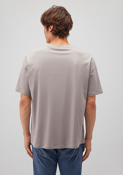 Gri Basic Tisort - Mavi фото 4