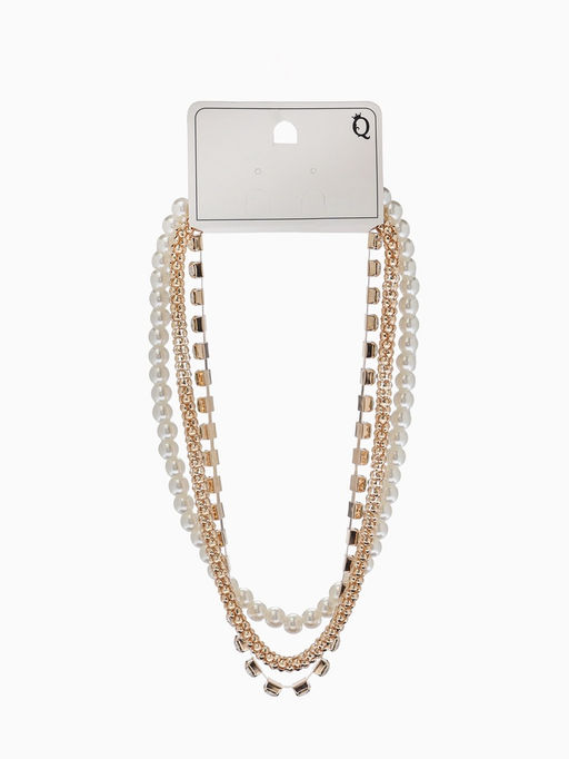 Чокеры «Стиль», набор 3 шт. бусины №8, со стразами, тянется, 35 + удлинитель 5 см, белый в золоте