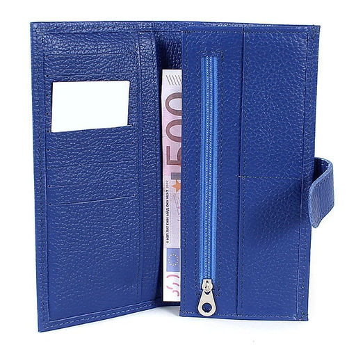 Портмоне женское Croco-ПР-950 с хлястиком натуральная кожа 2 отд, 13 карм, васильковый флотер (105) 202855  фото 3